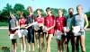 Siegerehrung Kreismeisterschaften Bergisches Land Weitsprung 2000: alle 8 Mädchen sprangen über 5 m
