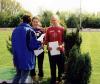 Natascha Rother und Wiebke Halbach vom TSV Bayer Leverkusen bei den Nordrhein-Mehrkampfmeisterschaften 2001 in Wesel